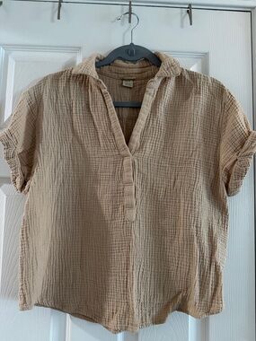 Magaschoni Beige Gauze V-Neck Tunic
